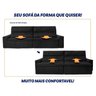 Sofá Retrátil Reclinável Supremo 3,00m Suede Velut Preto Molas no Assento - King House - 5