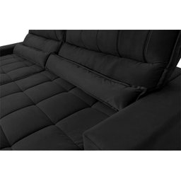 Sofá Retrátil Reclinável Supremo 3,00m Suede Velut Preto Molas no Assento - King House - 6