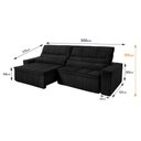 Ver imagem 2 de Sofá Retrátil Reclinável Supremo 3,00m Suede Velut Preto Molas no Assento - King House