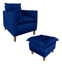 Ver imagem 2 de Poltrona de Amamentação Sofá Cama com Puff Azul Marinho Bz Home Decor