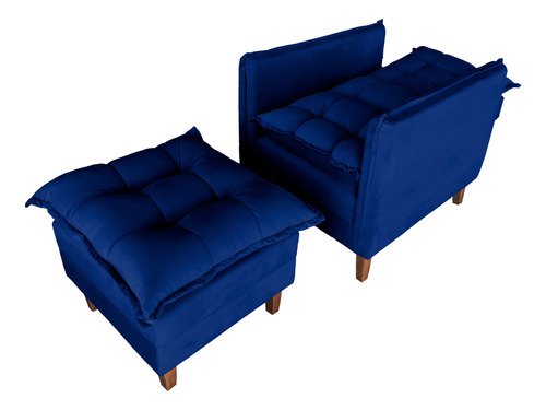 Poltrona de Amamentação Sofá Cama com Puff Azul Marinho Bz Decor - 6