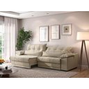 Ver imagem 2 de Sofá Retrátil e Reclinável com Molas Ensacadas e Carregador Usb Colosso 2,10m Linho Soft Bege -