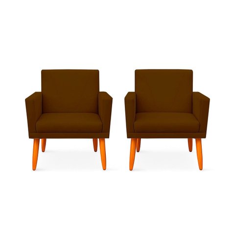 Kit 2 Poltrona Cadeira para Sala Confortável e Minimalista Paris em Suede