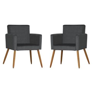 Kit 2 Poltronas Nina Cinza SLK Decor