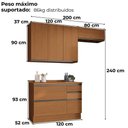 Ver imagem 4 de Cozinha Modulada 4 Pecas 200 Cm Mdp Maxxi Canela Kappesberg Canela