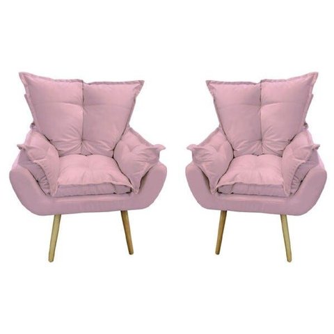 Kit 2 Poltronas Opala Rosa Claro Slk Decor