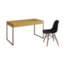 Ver imagem 2 de Mesa de Escritório Industrial Malta Canela 137x53cm Base Cobre com 1 Cadeira Preta Eames Eiffel Made