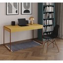 Ver imagem 1 de Mesa de Escritório Industrial Malta Canela 137x53cm Base Cobre com 1 Cadeira Preta Eames Eiffel Made
