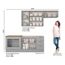 Ver imagem 2 de Cozinha Modulada Apê 280cm para Forno de Embutir com Tampo Americana Henn - Cinza/nature