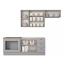 Ver imagem 6 de Cozinha Modulada Apê 280cm para Forno de Embutir com Tampo Americana Henn - Cinza/nature
