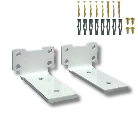 2 Suportes Mão Francesa Design Invisível 10cm Fixação de Parede para Prateleira Branco