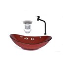 Ver imagem 2 de Cuba de Vidro Oval 47cm Vermelho + Valvula + Torneira Preta