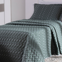 Ver imagem 1 de Kit 2 Pçs Cobre Leito Solteiro Heitor Hipercal 400 Fios Bordado: Verde Militar