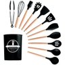 Kit Utensílios Cozinha Premium Silicone Antiaderente 12 Peças Preto - 1