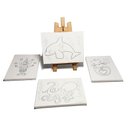 Ver imagem 3 de Kit Mini Cavalete + 4 Telas Pintura Riscada 16x22 Cm + Tinta + Pincéis Sb17 Sb16