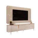 Ver imagem 2 de Painel com Bancada Celine Pés Metalicos em Dourado 241cm com Led Off White G18 - Dj Móveis