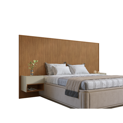 Cabeceira King 314cm com 2 Mesinhas Laterais Florença Marrom Off White - Casa D