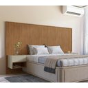 Ver imagem 2 de Cabeceira King 314cm com 2 Mesinhas Laterais Florença Marrom Off White - Casa D