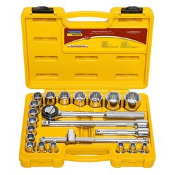 Jogo Soquetes Estriados Tramontina Master Encaixe 1/2" Acabamento Cromado Maleta 22 Peças 43600022 - 6