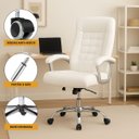 Ver imagem 3 de Cadeira Escritório Miami Branca Presidente Molas Ensacadas Reclinável Conforto