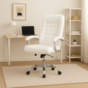 Cadeira Escritório Miami Branca Presidente Molas Ensacadas Reclinável Conforto