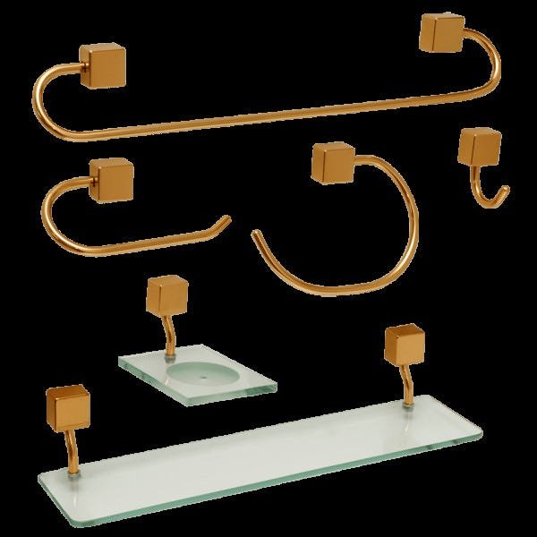 Kit para Banheiro Ouro Class Urbana 6 peças Quadrado Gold - 4