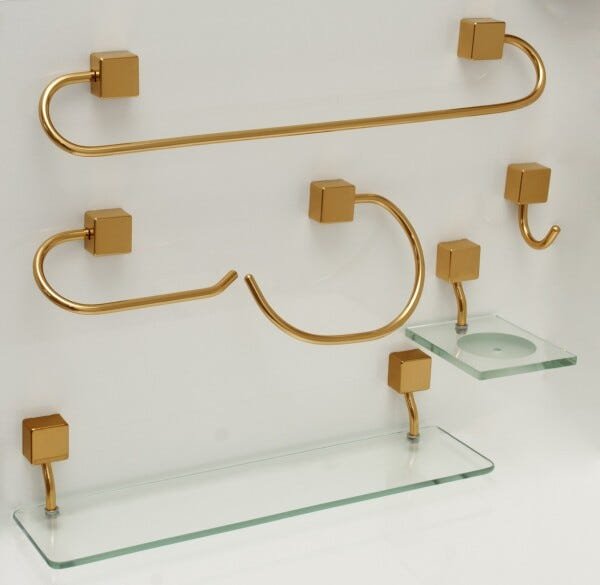 Kit para Banheiro Ouro Class Urbana 6 peças Quadrado Gold - 1