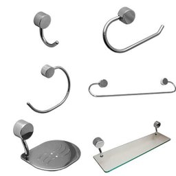 Kit para Banheiro Linha Class 6 peças Redondo Cromado com Porta-Shampoo de Vidro - 3