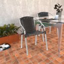 Ver imagem 2 de Cadeira em Alumínio e Trama Área Cozinha Quintal Confortável - Tabaco