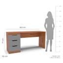 Ver imagem 4 de Mesa Escrivaninha Madri Escritório 3 Gavetas 163x77cm Cinza/Freijó 250705