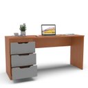 Ver imagem 3 de Mesa Escrivaninha Madri Escritório 3 Gavetas 163x77cm Cinza/Freijó 250705