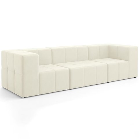 Sofá 3 Lugares para Sala Living Modular 264cm Lancaster F04 Veludo Bege - Lyam Decor