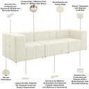 Ver imagem 4 de Sofá 3 Lugares para Sala Living Modular 264cm Lancaster F04 Veludo Bege - Lyam Decor