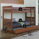 Ver imagem 3 de Beliche Triplo Solteiro de Madeira com Cama Auxliar