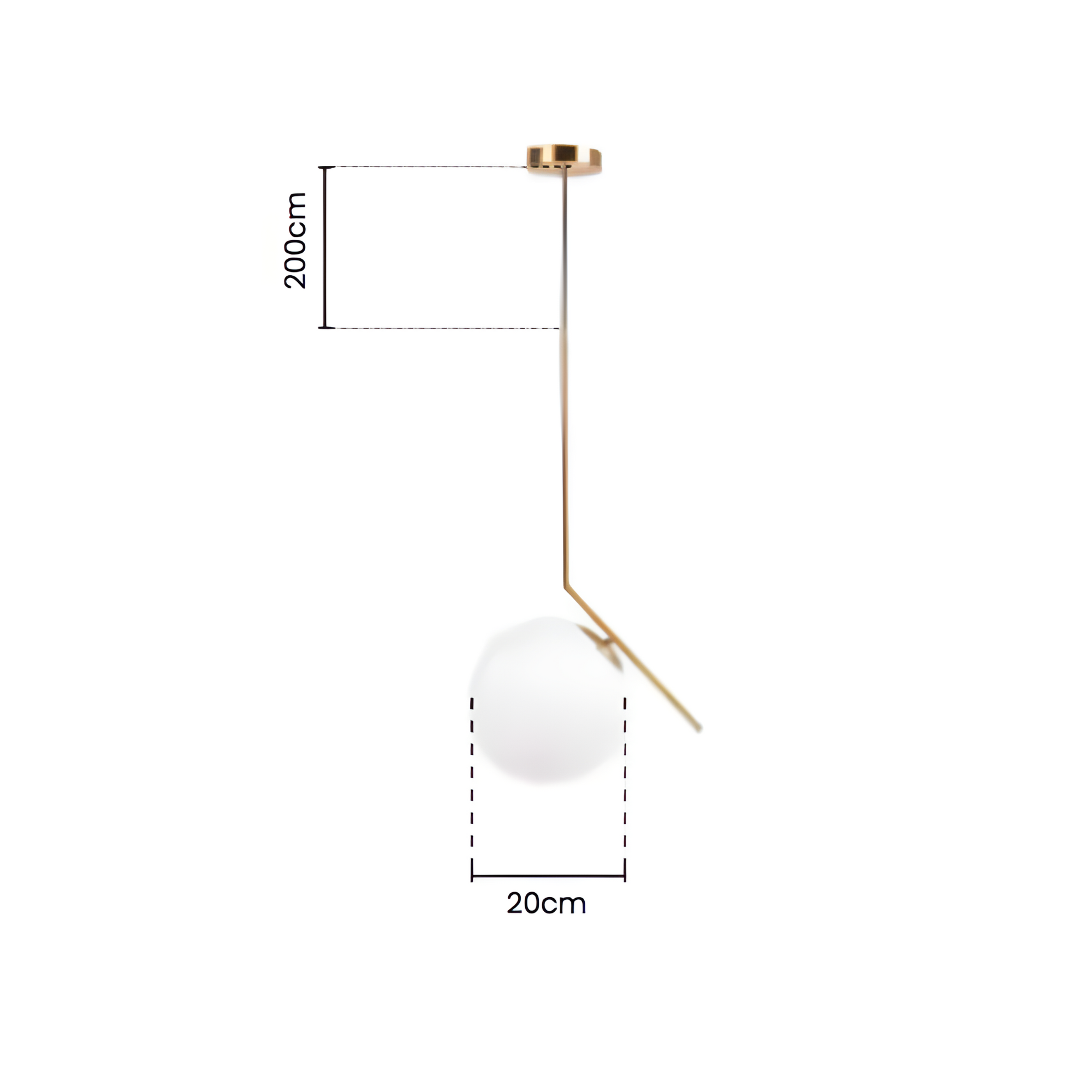 Pendente Balance Ø20cm 1,50 Metro de Cabo - Metal Dourado e Vidro Leitoso - 3