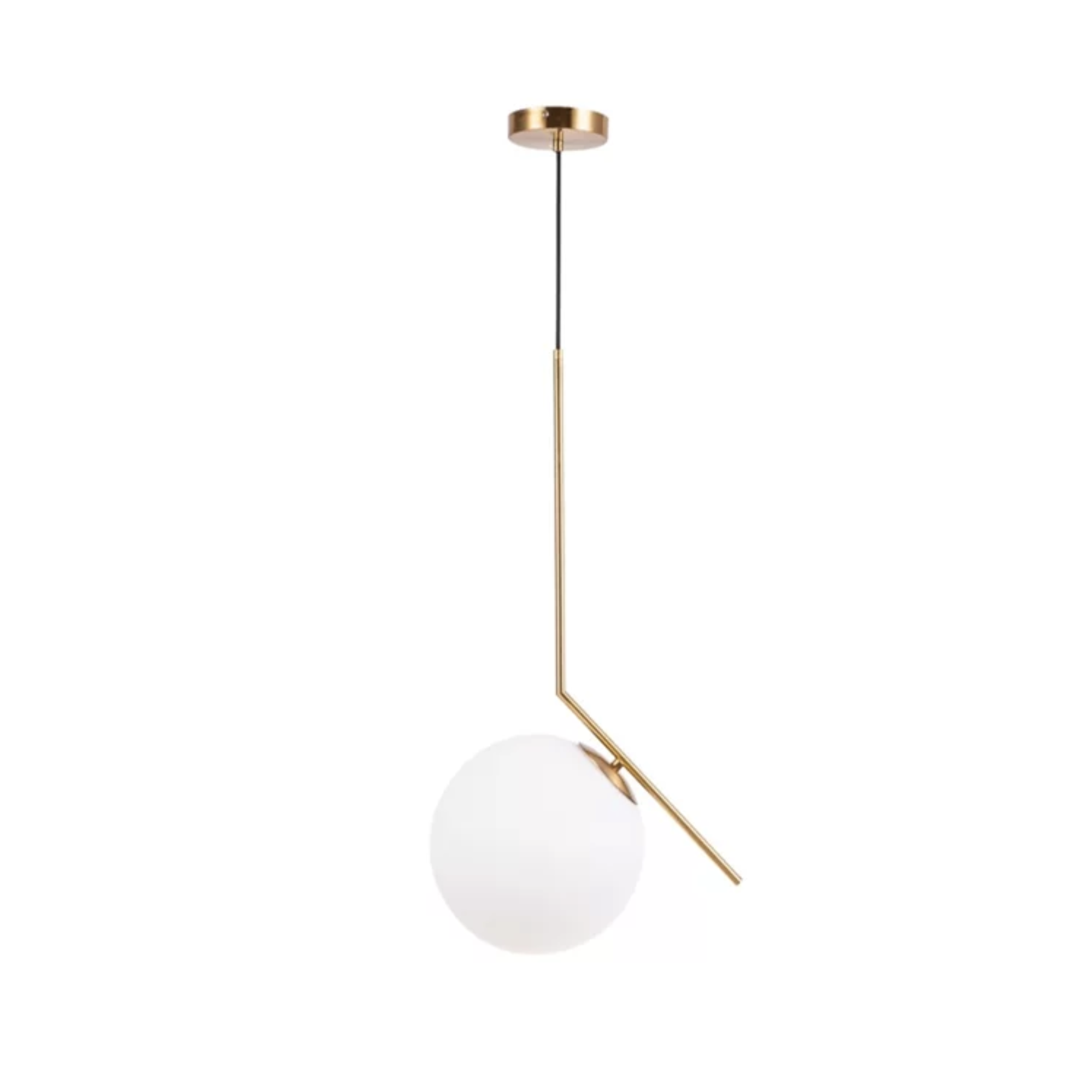 Pendente Balance Ø20cm 1,50 Metro de Cabo - Metal Dourado e Vidro Leitoso