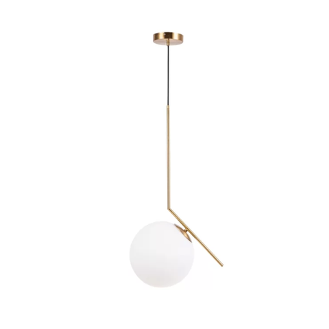 Pendente Balance Ø20cm 1,50 Metro de Cabo - Metal Dourado e Vidro Leitoso