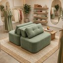 Ver imagem 1 de Sofá Modular Cielo 120x180cm Recepção Loja Sala de Estar 2 Módulos Bouclê Verde - Montanari'S Decor