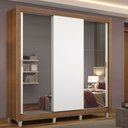 Ver imagem 1 de Guarda-Roupa Casal Madesa Mônaco 3 Portas de Correr com Espelhos com Pés Rustic/Branco Cor:Rustic/Br
