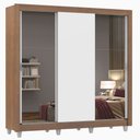 Ver imagem 2 de Guarda-Roupa Casal Madesa Mônaco 3 Portas de Correr com Espelhos com Pés Rustic/Branco Cor:Rustic/Br