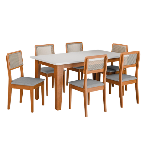 Conjunto Sala de Jantar Mesa Miami 1,60m 6 Cadeiras Santiago Dobuê