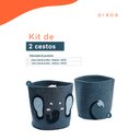 Ver imagem 2 de Kit 2 cestos organizadores infantis roupas e brinquedos elefante - Oikos