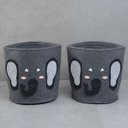 Ver imagem 4 de Kit 2 cestos organizadores infantis roupas e brinquedos elefante - Oikos