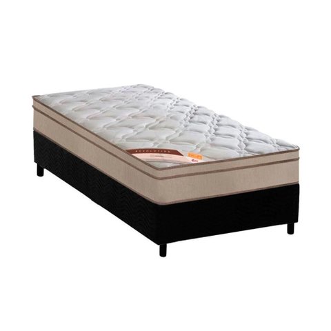 Cama Box Solteiro: Colchão Molas Pocket Ensacadas Castor Revolution Híbrido + Base Crc Suede Black