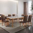 Ver imagem 2 de Mesa de Jantar Liz 180cm Tampo MDF Vidro Canto Copo com 6 Cadeiras Aline