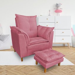 Kit Poltrona Amamentação Sara + Puff Suede Rosa Dal Poz Estofados - 4