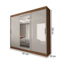 Ver imagem 4 de Guarda-roupa Casal Columbia 3 Portas 2 Gavetas com Espelho 100% Mdf Off White/nogueira - Panorama Mó