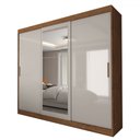 Ver imagem 3 de Guarda-roupa Casal Columbia 3 Portas 2 Gavetas com Espelho 100% Mdf Off White/nogueira - Panorama Mó