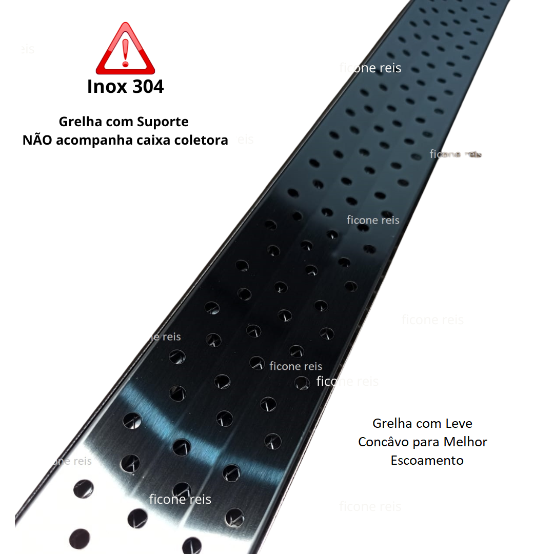 Ralo Linear Inox 304 modelo 7x50 concova com aro e Tela Anti Insetos Borda Piscina Varanda ( 7,5cm x - 3