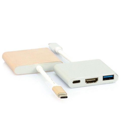 Adaptador Usb-c Multiporta com Usb, Hdmi e Usb-c Prata